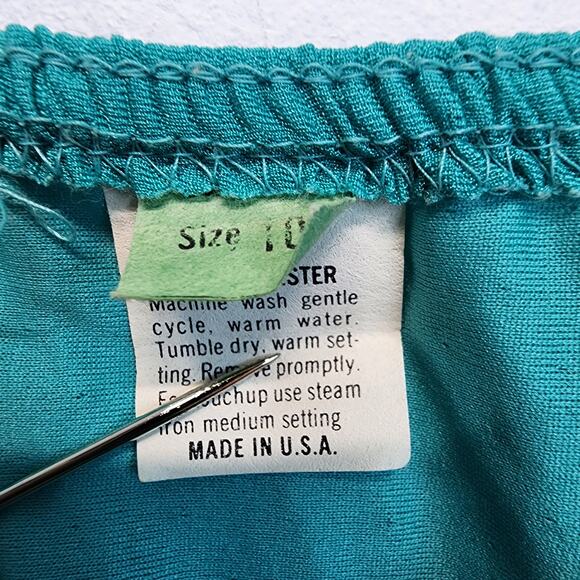 Vintage Y2K Slip Dress Size M 10 Blue Crinkle Textured V-neck Retro 2000s Chic - Picture 9 of 13